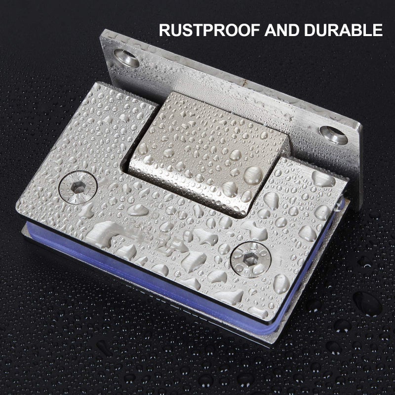 HNBun 2PACK 90 Degree Shower Door Hinges, Heavy Duty Frameless Glass Door Hinges Stainless Steel Bathroom Gate Clamp for 8-12 mm Toughened Glass, Rust & Corrosion Resistance - Image 4